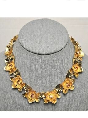[J. CREW] Oversized Gold Flower Collar Statement Necklace